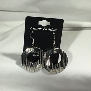 Textured Asymmetrical Circle Drop Earrings (UC3)